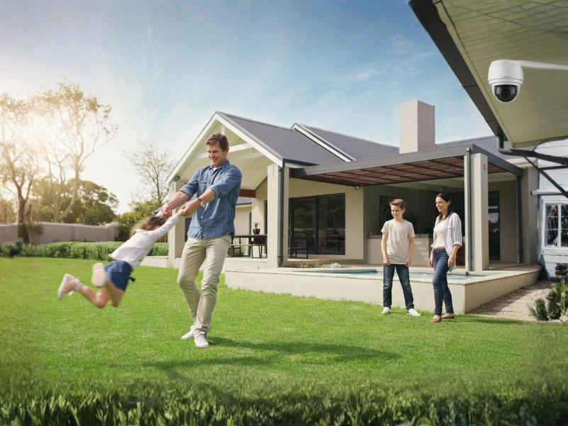 Professional Security Camera Installation Team at Work